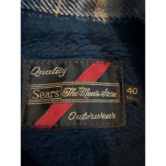 Vintage Sears The Mens Store Blue Plaid Wool Blend Jacket Size 40 Tall Lined - Picture 2 of 9